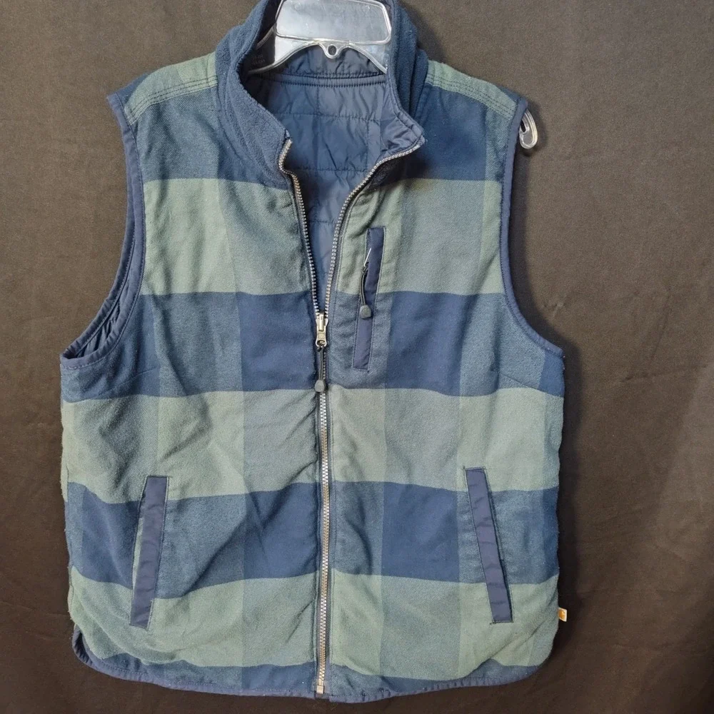 Carhartt med vest reversible plaid flannel quilted blue grey gray outdoor work